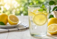 Ilustrasi air lemon. (Foto: AI Generated)

