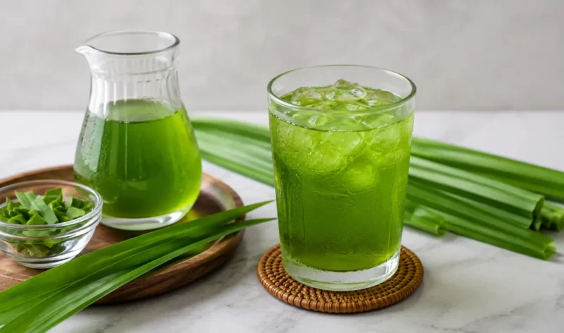 Ilustrasi air rebusan daun pandan. (Foto: AI Generated)
