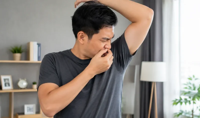 Ilustrasi bau badan. (Foto: AI Generated)