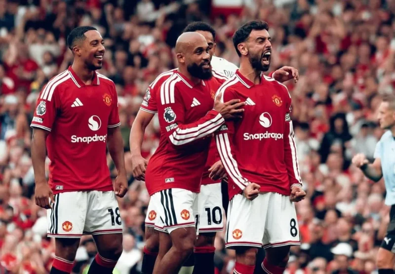 Bruno Fernandes merayakan golnya ke gawang Ipswich Town. (Foto: IG @manutd)