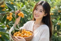 Ilustrasi buah loquat. (Foto: AI Generate)