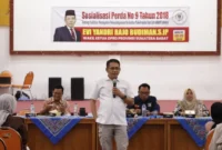 Wakil Ketua DPRD Sumbar Evi Yandri Rajo Budiman saat Sosialisasi Perda Provinsi Sumbar Nomor 9 Tahun 2018 tentang Pencegahan Penyalahgunaan Narkotika, Psikotropika dan Zat Adiktif Lainnya. (Foto: Ist)