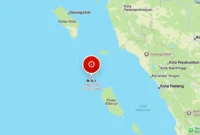 Gempa bumi berkekuatan magnitudo 6,1 mengguncang wilayah Nias Selatan, Selasa (18/8/2026) pukul 13.02 WIB. (Foto: BMKG)