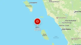 Gempa bumi berkekuatan magnitudo 6,1 mengguncang wilayah Nias Selatan, Selasa (18/8/2026) pukul 13.02 WIB. (Foto: BMKG)