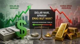 Ilustrasi Dolar AS dan emas. (Foto: AI Generated)