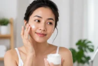 Ilustrasi Wanita memakai moisturizer. (Foto AI Generate)