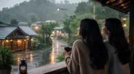Ilustrasi hujan. (Foto: AI Generated)
