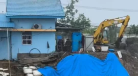 Intake Perumda Air Minum Kota Padang tertimbun material banjir. (Foto: Pemko Padang)
