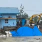 Intake Perumda Air Minum Kota Padang tertimbun material banjir. (Foto: Pemko Padang)