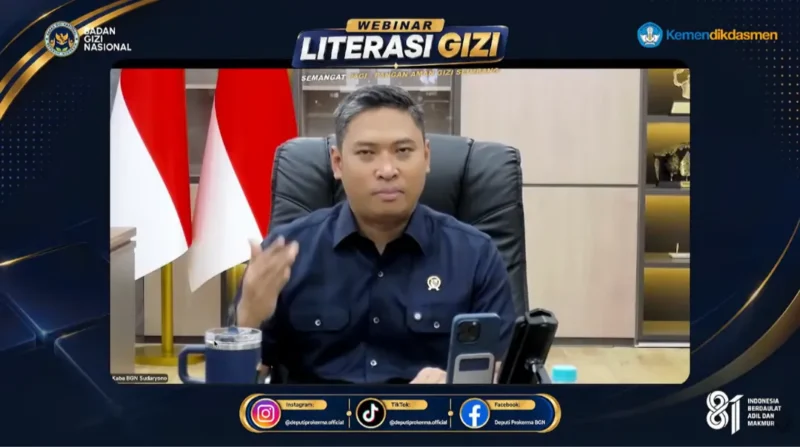 Kepala BGN Sudaryono saat Kick-off Literasi Gizi dan Keamanan Pangan bagi Guru. (Foto: Biro Hukum dan Humas BGN)