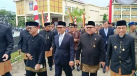 Ketua DPRD Provinsi Sumbar, Muhidi, menghadiri Sidang Paripurna Istimewa Hari Jadi ke-357 Kota Padang di Gedung DPRD Kota Padang, Jumat (7/8/2026). (Foto: Ist)