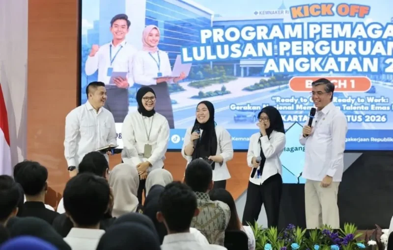 Kemnaker resmi memulai Program MagangHub Lulusan Perguruan Tinggi Angkatan II Batch 1 Tahun 2026. (Foto: Biro Humas Kemnaker)