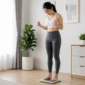 Ilustrasi Wanita menimbang berat badan. (Foto: AI Generate)