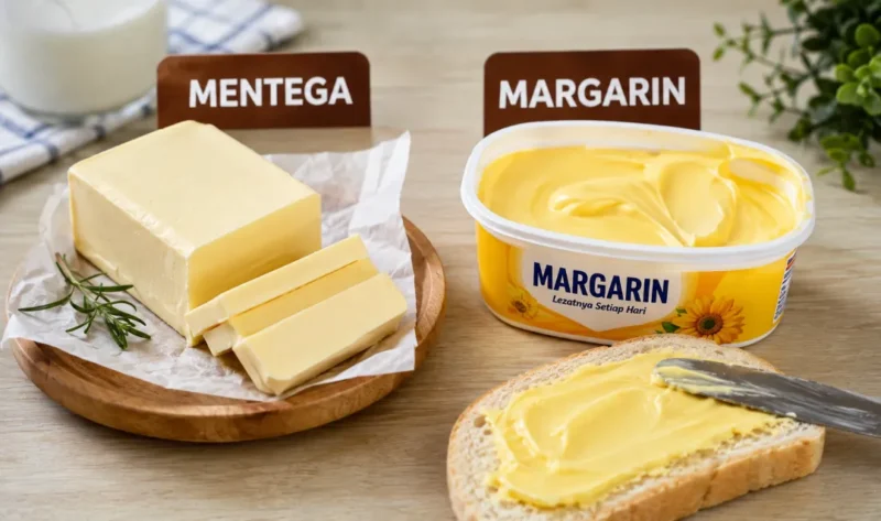 Ilustrasi mentega dan margarin. (Foto: AI Generate)