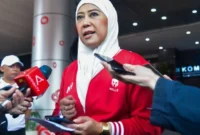 Menkomdigi Meutya Hafid memberikan keterangan pers kepada awak media terkait Putusan MK tentang Kuota Internet di Kantor Kementerian Komdigi, Jakarta Pusat, Sabtu (29/8/2026). (Foto: Pey HS/Komdigi)