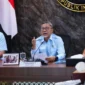 Menteri Koordinator Bidang Pangan Zulkifli Hasan memimpin Rakortas Penyelenggaraan Program MBG, Rabu (26/08/2026). (Humas Kemenko Pangan)
