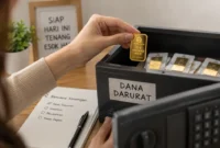 Ilustrasi menyimpan batangan emas sebagai dana darurat. (Foto: AI Generate)
