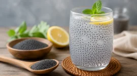 Ilustrasi minuman biji selasih. (Foto: AI Generated)
