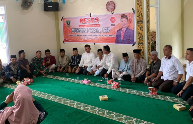 Anggota DPRD Provinsi Sumbar Muhammad Yasin menggelar reses di Korong Kubu Alahan Kuranji, Nagari Sungai Sirah Kuranji Hulu, Kecamatan Sungai Geringging, Kabupaten Padang Pariaman, Kamis (20/8/2026). (Foto: Ist)