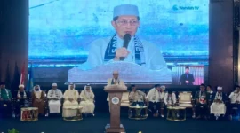 Menag Nasaruddin Umar saat membuka Muktamar V Wahdah Islamiyah di Jakarta, Sabtu (22/8/2026). (Foto: Kemenag)