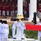 Anggota Paskibraka HUT ke-81 RI saat menunaikan tugas pengibaran bendera Sang Merah Putih di Istana Merdeka. (Foto: BPMI Setpres)
