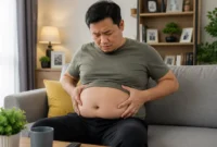 Ilustrasi perut buncit. (Foto: AI Generated)