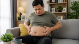Ilustrasi perut buncit. (Foto: AI Generated)