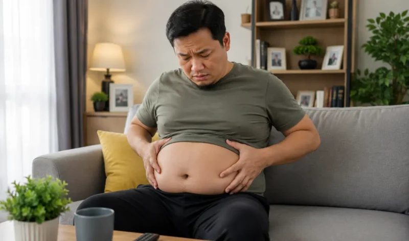 Ilustrasi perut buncit. (Foto: AI Generated)
