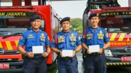 Petugas Damkar DKI Jakarta mendapat undangan untuk menghadiri upacara peringatan HUT ke-81 Kemerdekaan RI di Istana Merdeka. (Foto: BPMI Setpres)