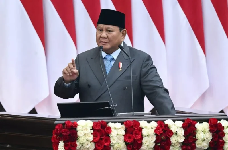 Presiden Prabowo Subianto dalam pidato kenegaraan pada Sidang Tahunan MPR RI serta Sidang Bersama DPR RI dan DPD RI di Gedung Nusantara, Kompleks Parlemen, Jakarta, Jumat (14/8/2026). (Foto: BPMI Setpres)
