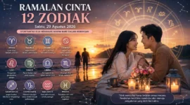 Ilustrasi ramalan cinta 12 zodiak Sabtu, 29 Agustus 2026. (Foto: AI Generated)
