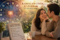 Ilustrasi ramalan cinta 12 zodiak Senin 24 Agustus 2026. (Foto: AI Generated)