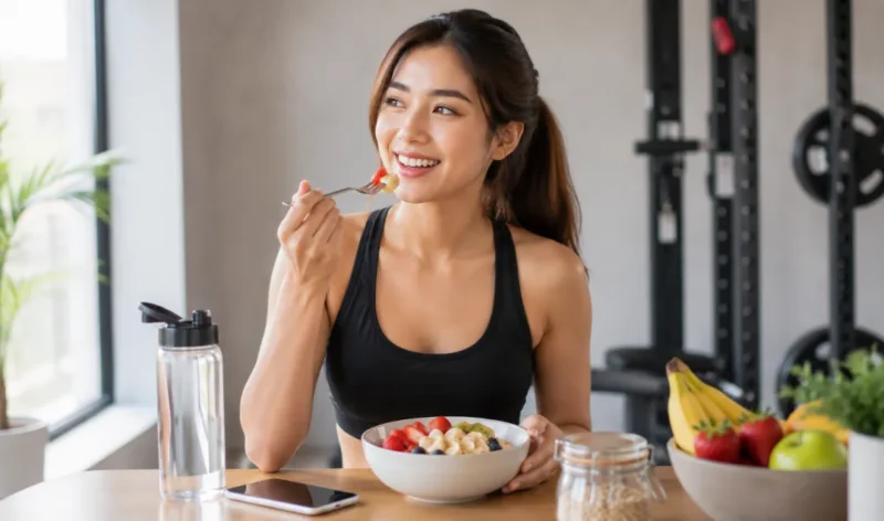 Ilustrasi sarapan sebelum gym. (Foto: AI Generated)