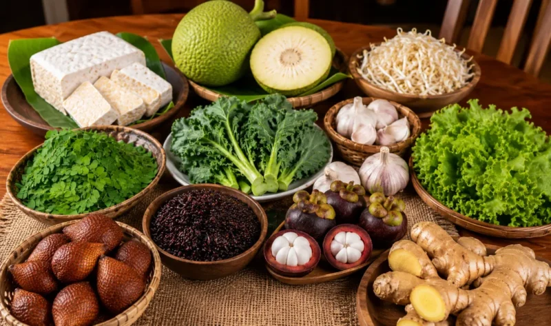 Ilustrasi superfood lokal Indonesia. (Foto: AI Generated)