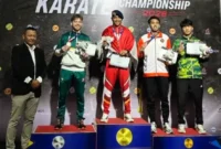 Bripda Farhan Al Amin meraih medali emas dalam Thailand Open Karate Championship 2026 di Thailand. (Foto: Polda Sumbar)