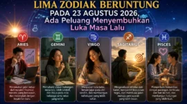 Ilustrasi lima zodiak beruntung pada 23 Agustus 2026. (Foto: AI Generated)