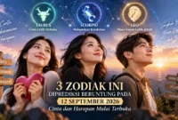 Ilustrasi 3 zodiak ini diprediksi beruntung pada 12 September 2026. (Foto: AI Generated)