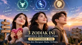 Ilustrasi 3 zodiak ini diprediksi beruntung pada 12 September 2026. (Foto: AI Generated)