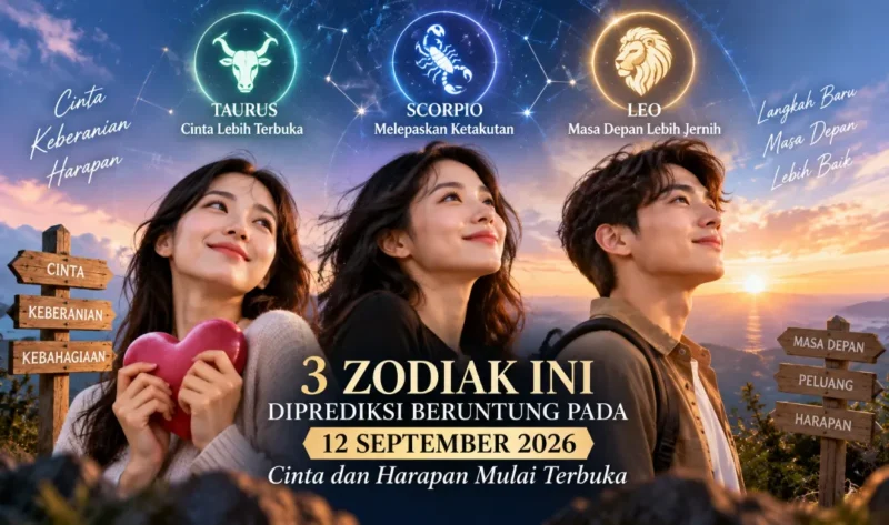 Ilustrasi 3 zodiak ini diprediksi beruntung pada 12 September 2026. (Foto: AI Generated)