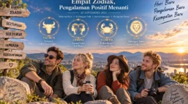 Ilustrasi 4 zodiak beruntung 22 September 2026. (Foto: AI Generated)