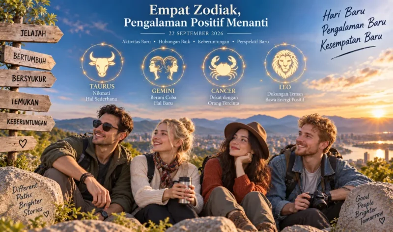 Ilustrasi 4 zodiak beruntung 22 September 2026. (Foto: AI Generated)