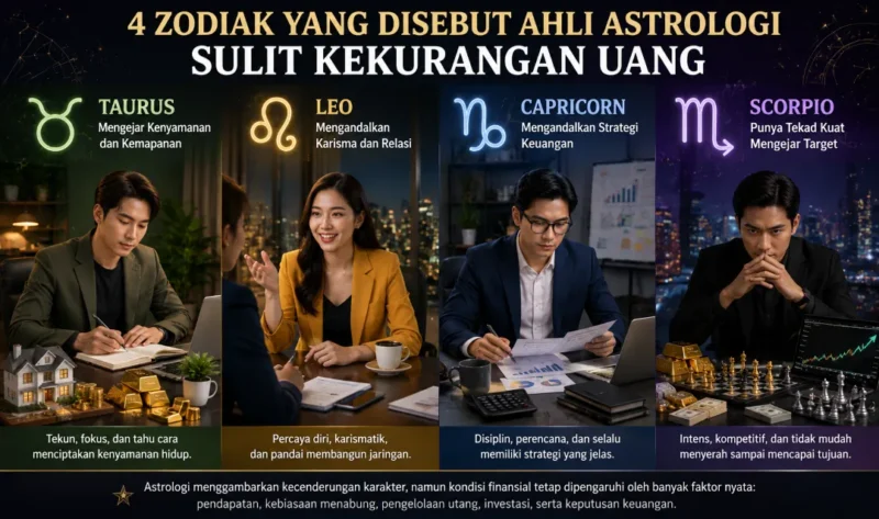 Ilustrasi 4 zodiak yang tidak pernah kekurangan uang. (Foto: AI Generated)