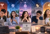 Ilustrasi 5 zodiak dengan horoskop terbaik 9 September 2026. (Foto: AI Generated)