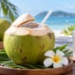 Ilustrasi air kelapa. (Foto: AI Generated)
