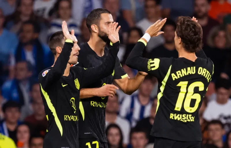 Pemain Atletico Madrid merayakan gol ke gawang Real Sociedad di Reale Arena, Senin (14/9/2026) dinihari WIB. (Foto: IG @atleticodemadrid)