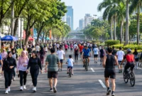 Ilustrasi Car Free Day (CFD). (Foto: AI Generated)