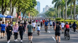 Ilustrasi Car Free Day (CFD). (Foto: AI Generated)