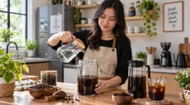 Ilustrasi cara membuat cold brew. (Foto: AI Generated)
