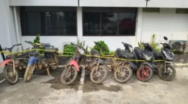 Polres Sijunjung mengamankan tujuh motor dan seorang pria dalam Operasi Jaran 2026 terkait dugaan kasus curanmor. (Foto: Polda Sumbar)