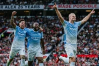Erling Haaland merayakan golnya ke gawang Manchester United. (Foto: IG @mancity)